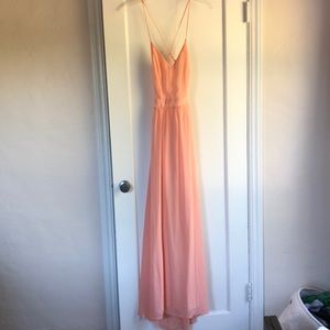 Peach chiffon maxi dress